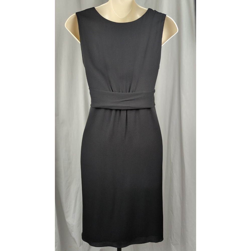 BODEN black Silk Bow Dress Empire Plunge Faux Wrap Lbd Cocktail US 8 UK 12 - Picture 2 of 4